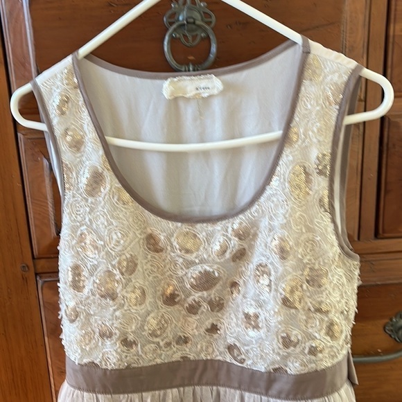 A’reve Girls cream and tan sleeveless dress, size large. - Picture 2 of 7
